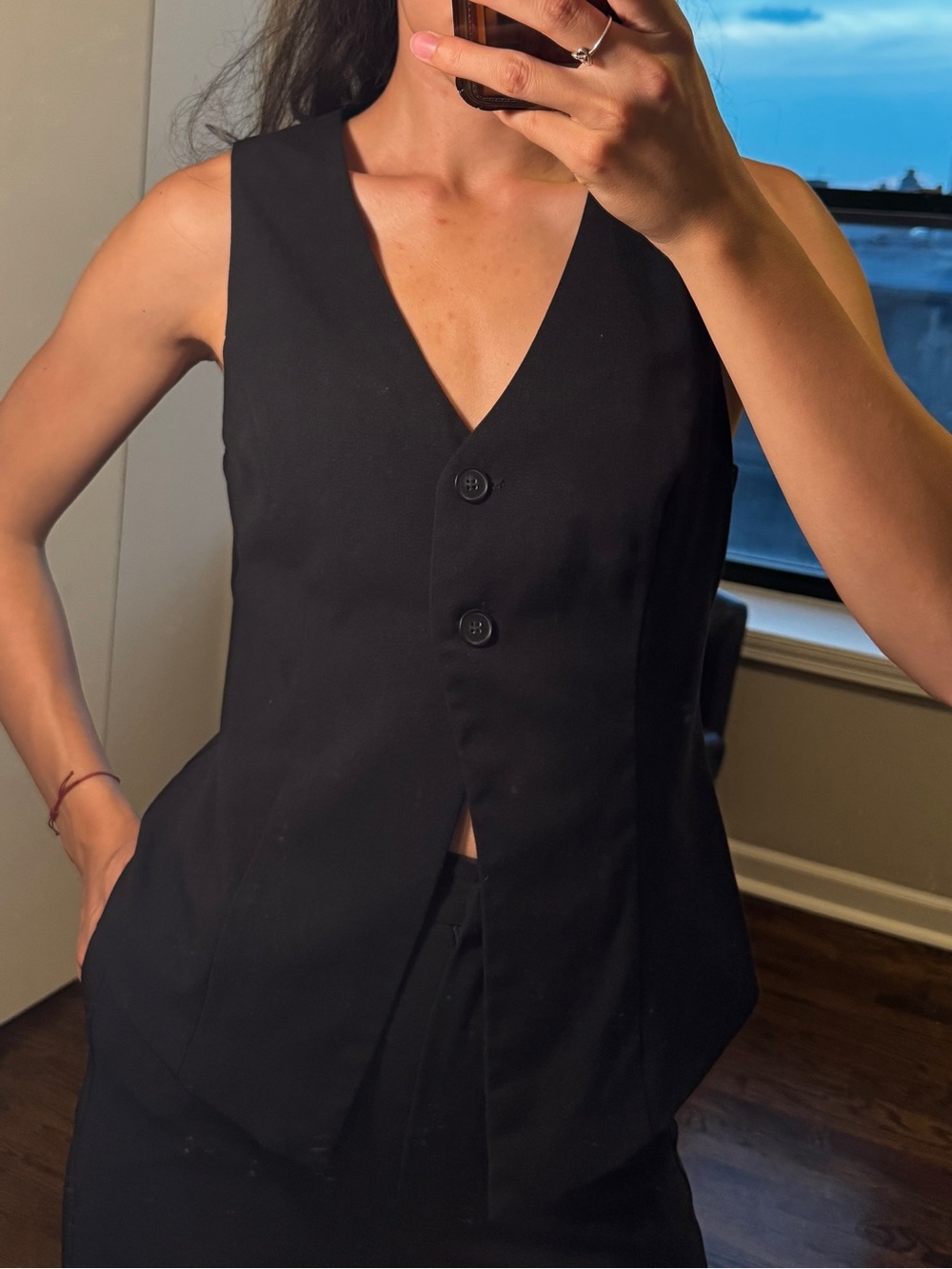 Sleeveless V-Neck Tailored Vest